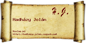 Hadházy Jolán névjegykártya