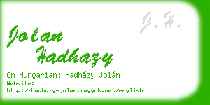 jolan hadhazy business card